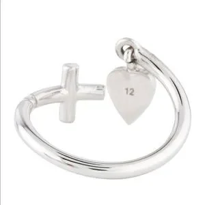 Gucci Jewelry Gucci 8k White Gold Cross And Heart Ring Size